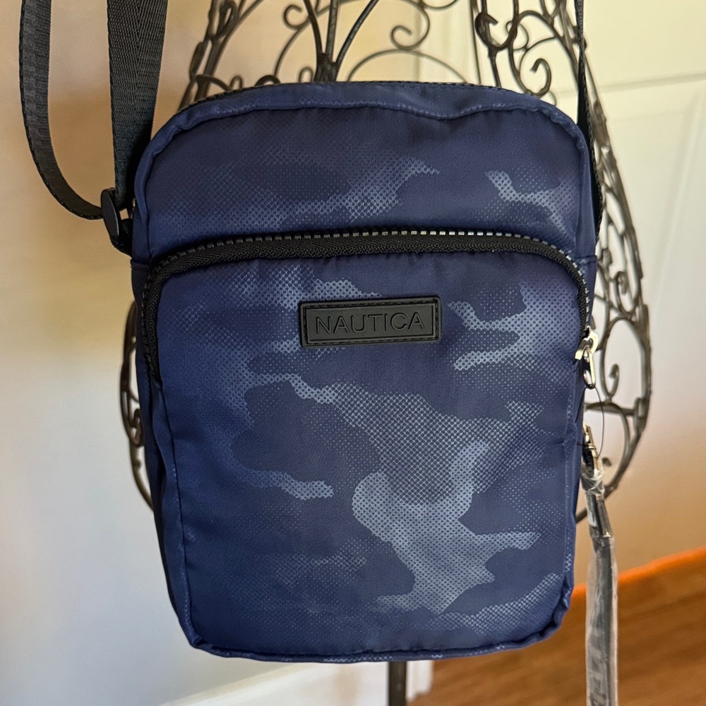 Nautica Blue Camouflage Messenger Bag